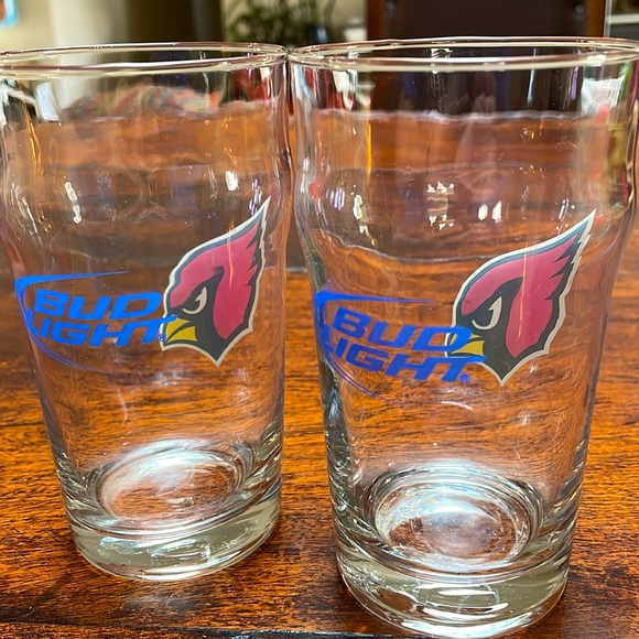 Set of 2 Different Bud Light Arizona Cardinals Pint Glasses - Picture 3 of 8